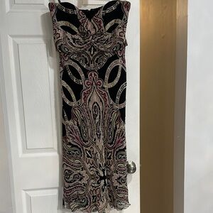 Nicole Miller Black and Cream Strapless Dress